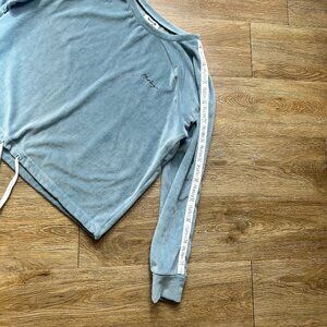 Hurley Soft & Cozy Corduroy Loungewear Sleepwear Shirt Sz Small Blue Velour Top